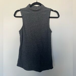 Mock neck ribbed knit tank top